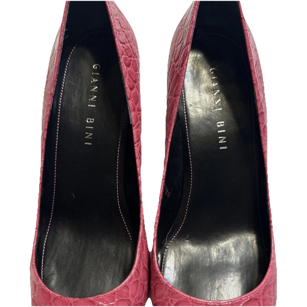 Gianni Bini Shoes Sz 8.5 Pink Leather Snake Women's Pointed Toe Heels - Picture 3 of 8